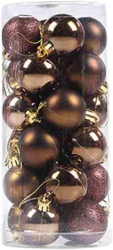 Vista 14 de 24 adornos de bola de Navidad, mini esferas de Navidad de plástico inastillables con cuerda para colgar, juego de bolas decorativas empaquetadas