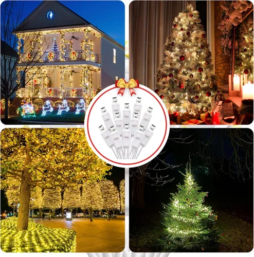 Vista 4 de Mini cadena de luces LED de 50 pies, 100 luces LED de color blanco frío con certificación UL de 0.197 in de gran angular para exteriores, luces
