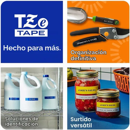 Vista 9 de brttze241 TZE Standard – Cinta adhesiva de laminado de etiquetado, 3/4 W, Negro sobre Blanco