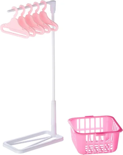 Vista 6 de My Fancy Life Dollhouse Laundry Room Set, Pink and White Playset with Washer, Dryer, Ironing Board, Laundry Basket, Kids Pretend Play Furniture