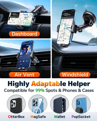 Vista 7 de Qifutan Soporte de teléfono montado en tablero para tu automóvil, soporte de teléfono para salpicadero de automóvil, ventilación de aire, soporte