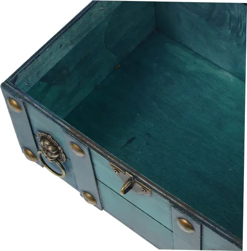 Vista 9 de Joyero de madera estilo retro para aretes, collares, pulseras, caja decorativa del tesoro con tapa, organizador de recuerdos para adultos