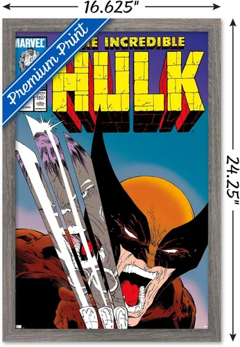 Vista 3 de Trends International Marvel Comics X-Men - Póster de pared de Wolverine Incredible Hulk #340, 22.4 pulgadas de largo x 14.7 pulgadas, versión
