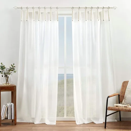 Vista 9 de Exclusive Home Hawkins Paneles de cortina con anillo superior de bronce transparente, 54 x 84 pulgadas, natural, juego de 2