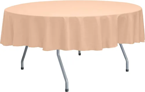 Vista 66 de Ultimate Textile Mantel redondo reversible Shantung Satin Majestic de 84 pulgadas, color rosa hielo