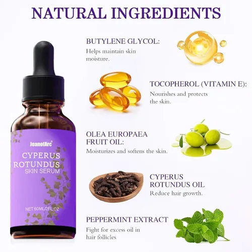 Vista 6 de Cyperus Rotundus - Suero para la piel, aceite Cyperus Rotundus para depilación, aceite corporal calmante hidratante orgánico natural, hidratante e
