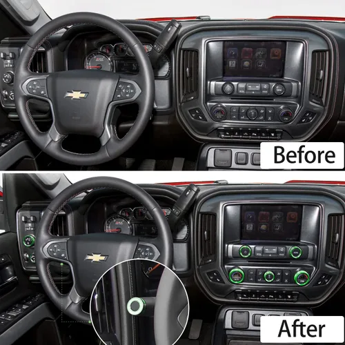 Vista 3 de Botón de interruptor de luz de radio de CA, cubierta de perilla de consola central para Chevy Silverado y GMC Sierra Accesorios 2014 2015 2016 2017