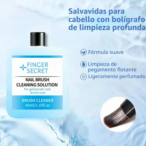 Vista 5 de Solución de limpieza de cepillos de uñas – 1.4 fl oz de acrílico para arte de uñas líquido limpiador para manicura, cepillo de uñas de limpieza 80