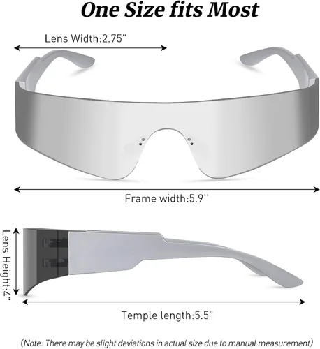 Vista 3 de milramtob Gafas de sol futuristas envolventes Y2K plateadas, de moda, sin marco, gafas Cyberpunk para mujeres y hombres, fiesta rave