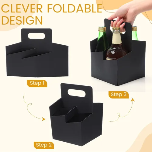 Vista 7 de Jetec 50 piezas Portador de bebidas de 4 tazas con asa, portador de cerveza de cartón kraft, portavasos desechable para bebidas calientes o frías