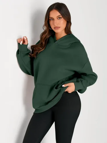 Vista 110 de Trendy Queen - Sudaderas extragrandes con capucha para mujer, suéteres de manga larga, sin botones, de vellón, de otoño, ropa de invierno