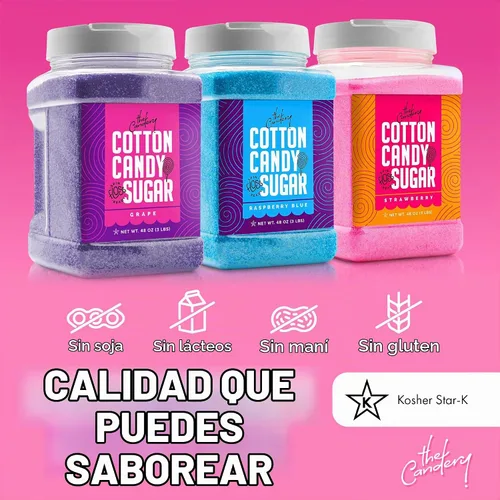 Vista 7 de The Candery Azúcar de hilo de algodón para caramelos (paquete de 3) incluye 100 conos premium (3 unidades de 46 onzas con 100 conos)