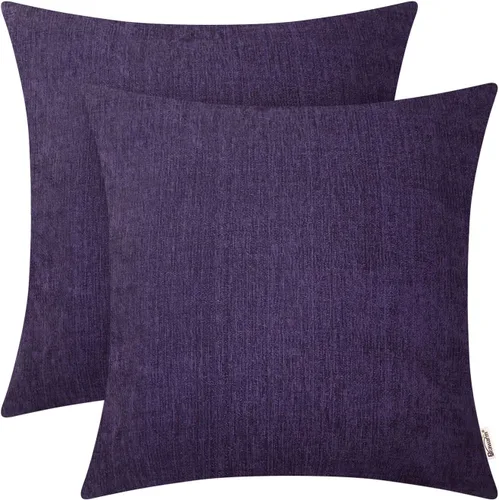 Vista 35 de BRAWARM Fundas de almohada 40x40 cm - Paquete de 2 fundas de almohada de chenilla negra, fundas de almohada de chenilla suave teñida sólida