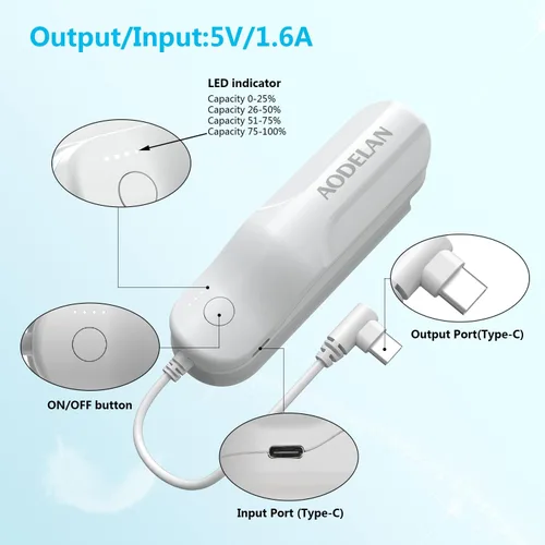 Vista 4 de AODELAN Battery Pack for Oculus Quest 2,5000mAh Portable Charger for Meta 2 Accessories, Compatible with Meta Quest 2 Headset Original Strap & Elite