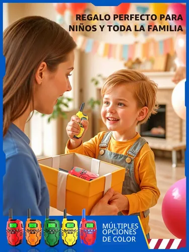 Vista 7 de Inspireyes Walkie Talkies para niños recargables de largo alcance, paquete de 2 Rojo + amarillo