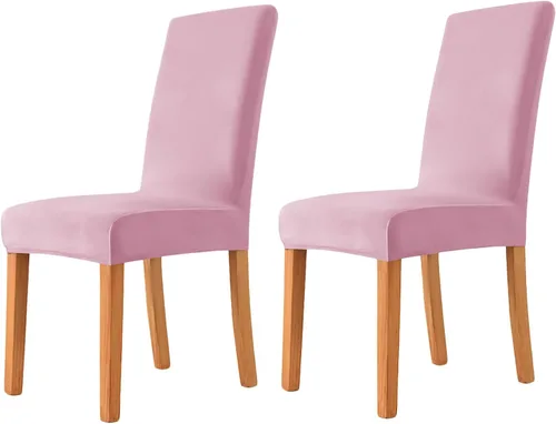 Vista 21 de Velvet Chair Covers Beige Gray, Stretch Dining Room Chair Covers 2 Pack, Super Fit Dining Chairs Slipcovers Spandex Washable Kitchen Parson Chair