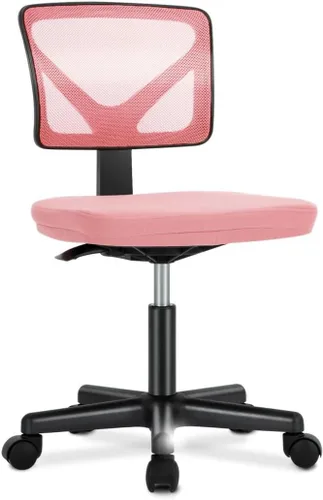 Vista 12 de Silla de oficina de malla sin brazos, silla de escritorio ergonómica con respaldo bajo, sillas giratorias ajustables para computadora para espacios