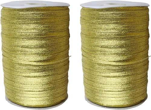 Vista 14 de ECYC 2 cintas metálicas con purpurina de 20 yardas de 1/8 pulgadas (0.118 in), cinta decorativa para envolver regalos para manualidades, boda, Azul