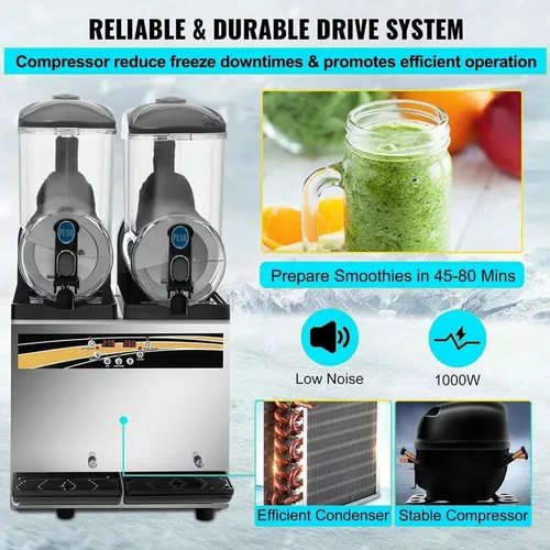 Vista 6 de Máquina comercial de batidos, Máquina de batido de 2 jarras para el hogar, Dispensador de bebidas dobles Máquina de bebidas frías de jugo frío