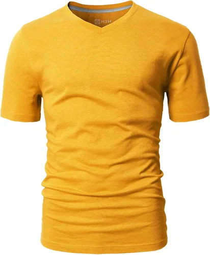 Vista 3 de H2H Camisetas casuales de manga corta para hombre, suaves, ligeras, cuello en V, cuello redondo, talla XS a 3XL