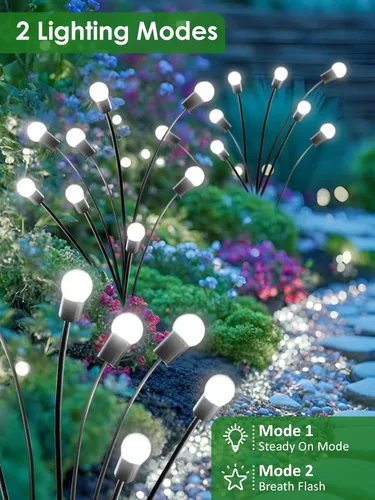 Vista 3 de 2026 Luces Solares Actualizadas para Exteriores, Juego de 8 Luces de Jardín Solares con 2 Modos, Luces de Luciérnaga al Aire Libre Impermeables