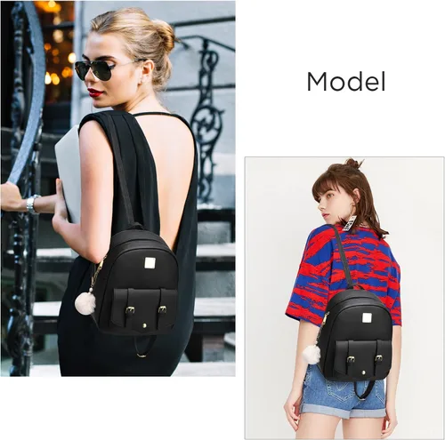 Vista 6 de Fahsion - Juego de 3 piezas de mochila de cuero para mujer, mochila para mujer, bolsa de libros para adolescentes y niñas