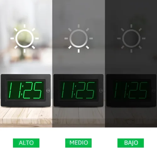 Vista 4 de KWANWA Reloj Despertador, Reloj de Pared, Reloj Digital, Pantalla LED de 3 Pulgadas, Funciona con Pilas, Brillo Ajustable, Modo Nocturno Automático