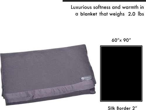 Vista 5 de Cashmere Boutique: Manta individual de cachemira 100% pura en 4 capas (color: gris medio, tamaño: 60 "x 90") - Tamaño individual Pure Cashmere Luxury