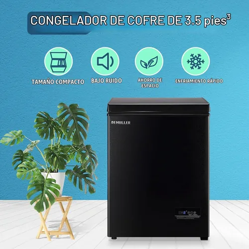 Vista 4 de DEMULLER Congelador de pecho pequeño y profundo con cesta extraíble, congelador compacto con panel de control digital, rango de temperatura de -12℉