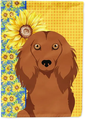 Vista 318 de Caroline's Treasures WDK5313GF Bandera de jardín con diseño de girasoles de verano, color negro y tostado, Airedale Terrier para buzón, bandera