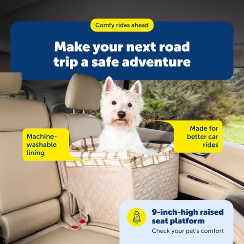 Vista 8 de PetSafe Solvit Asiento de seguridad para perros, grande, Deluxe, Marrón topo Rigid Frame, No Tools, Quilted Liner and Pillow, Machine Washable