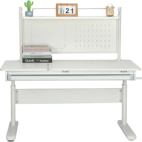 Vista 11 de FCD Escritorio y silla para niños, juego de escritorio y silla de estudio ergonómico, multifuncional, ajustable, mesa de dibujo y estación