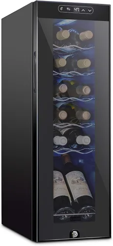 Vista 14 de Schmecke - Refrigerador de vino con compresor de 34 botellas con cerradura Gran bodega independiente Refrigerador de vino digital 41f-64f