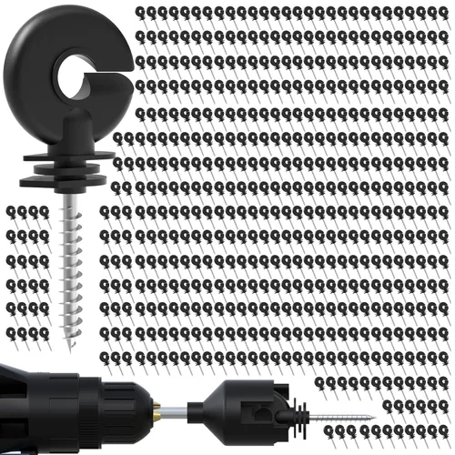 Vista 12 de NQN 30 Piezas Aisladores Negros para Cerca Eléctrica, Aislador de Rosca, Poste de Anillo para Cerca, Aislador para Poste de Madera y 1 Pieza