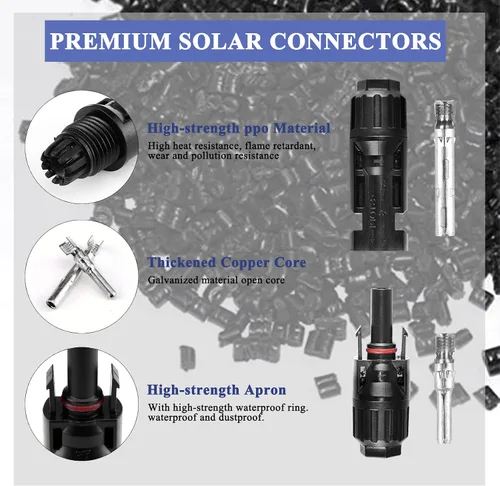 Vista 2 de MUYI Kit de conectores de panel solar de 22 piezas, 10 pares de conectores, 2 llaves para montaje e instalación de paneles solares (10AWG)