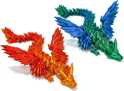 Vista 15 de Dragón Impreso en 3D - Dragón Volador de 18 Pulgadas con Alas, Juguete Fidget de Cristal Articulado XL con Alas, Decoración del Hogar, Regalo