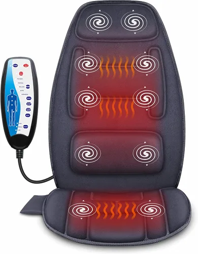 Vista 9 de Snailax Masajeador de espalda de vibración con calor, almohadilla para silla de masaje con espuma viscoelástica lumbar para el cuello, 10 motores