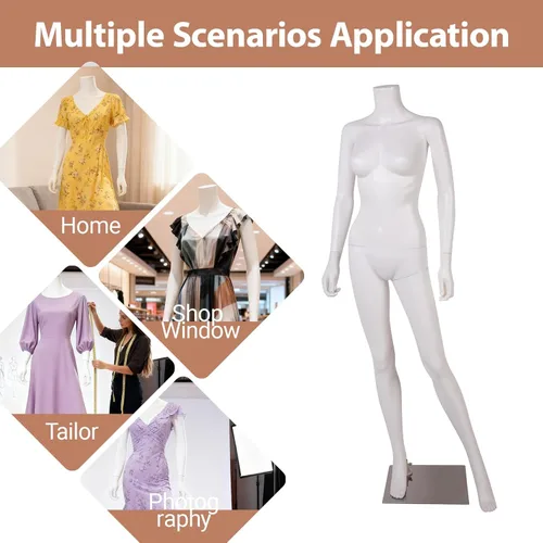Vista 4 de Kinfant Maniquí femenino sin cabeza, maniquí femenino de cuerpo completo de 64 pulgadas de alto con base de metal estable, brazos