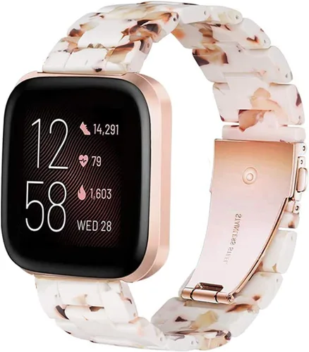 Vista 4 de Correa de repuesto para reloj inteligente Fitbit Versa/Versa 2/Edición especial/Lite, pulseras de resina de moda para mujeres y hombres, pulsera