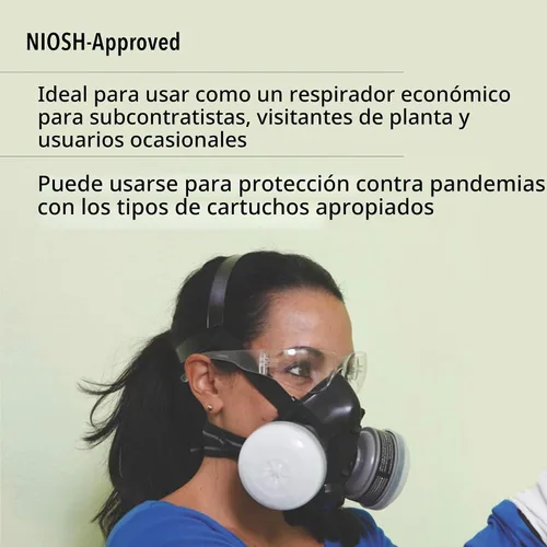 Vista 7 de NORTH Honeywell 550030M 5500 Series Low Maintenance Half Mask Respirators, Medium, 1' x 1' x 1