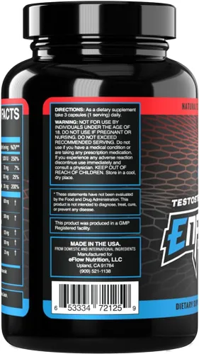 Vista 7 de eFlow Nutrition Enflux Natural T Support con KSM-66 Ashwagandha - Suplemento para apoyar la masa corporal magra para hombres y mujeres - Fenogreco