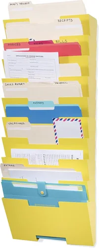 Vista 7 de Juego de 10 de colgadores de pared, para archivos, Negro