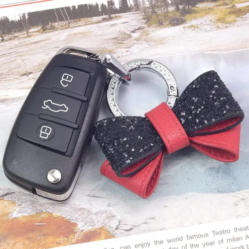 Vista 2 de Leather bowknot keychain for Women
