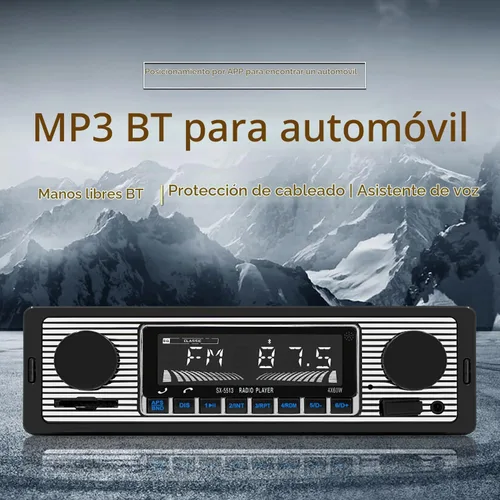 Vista 2 de Radio Clásica Single Din para Automóvil con Bluetooth, Receptor de Radio FM Estéreo para Automóvil, Llamadas Manos Libres, Control de Voz