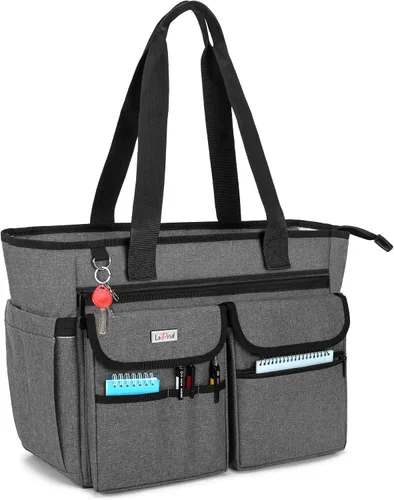 Vista 12 de LoDrid Bolsa para profesores con almohadilla inferior, capa de almacenamiento separada para laptop (hasta 15.6 pulgadas), bolsas para profesores