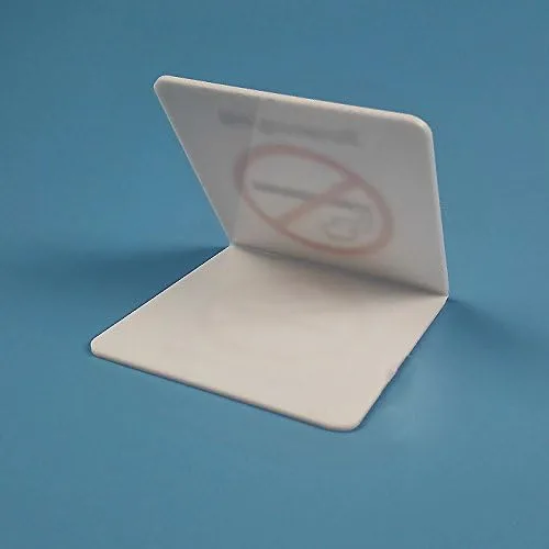 Vista 3 de 5pcs No Smoking Mesa Top Carpa Letrero Blanco Acrílico Doble Cara Pantalla 3.95x3.95 pulgadas