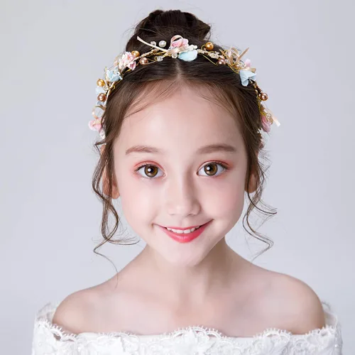 Vista 6 de Weileenice Diadema de corona floral para niñas de flores, diadema para mujer, guirnalda de flores, para concursos de baile, fiesta de graduación
