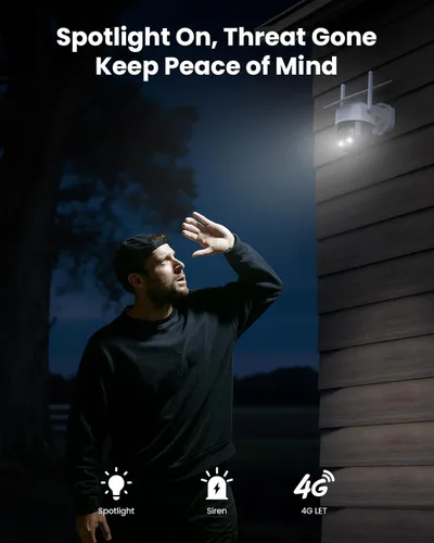 Vista 6 de Cámara de seguridad solar celular celular 4G LTE inalámbrica para exteriores, cámara 2K no necesita WiFi con tarjeta SIM, vista completa de 360°