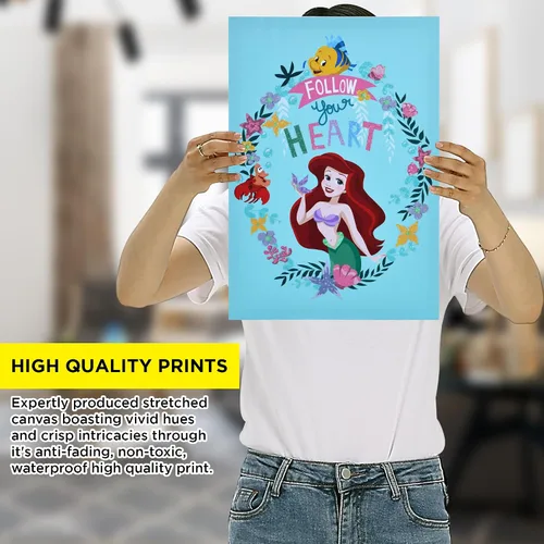 Vista 5 de Lienzo inspirador de Ariel la Sirenita para decoración de pared, póster con cita motivacional de la película de princesa Disney, póster y obras