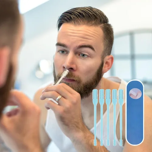 Vista 7 de Cortador de vello nasal 2 en 1 mejorado, herramienta de eliminación de vello de fosa nasal de doble cara, recortadora manual de vello de nariz